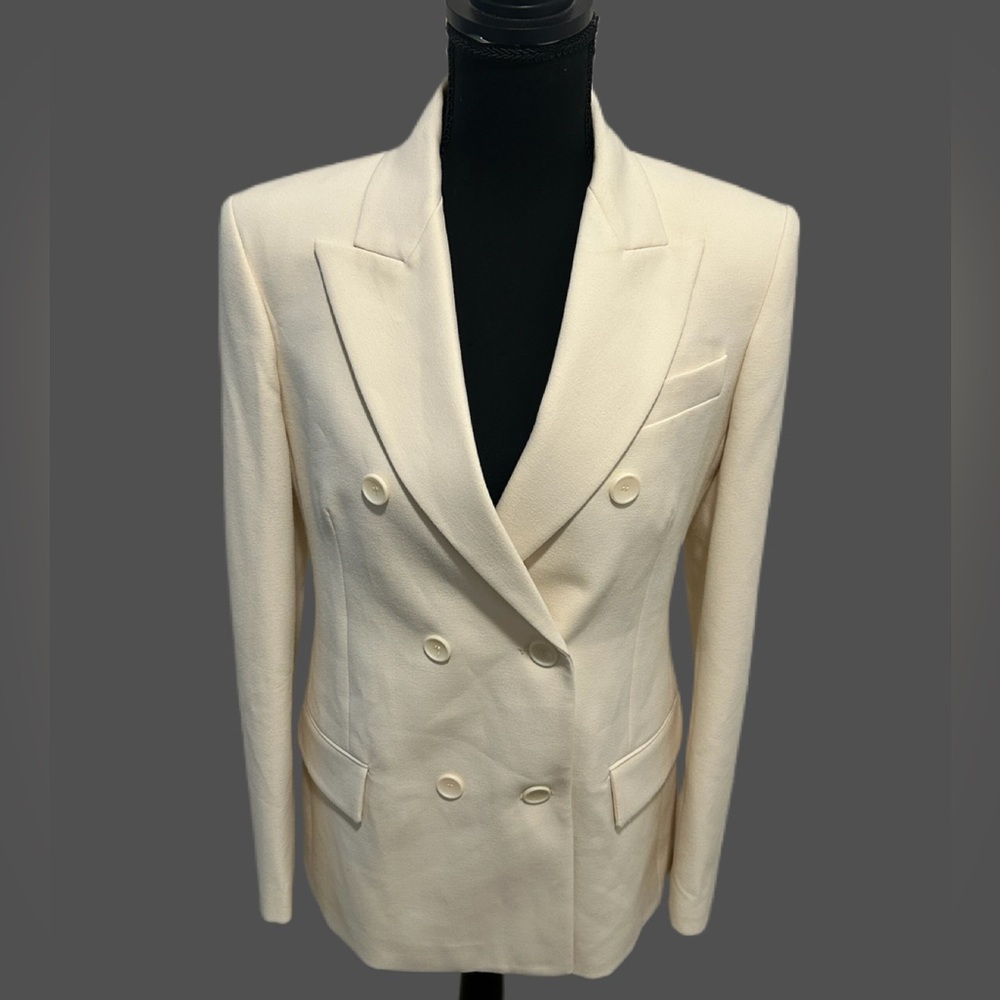 Zara Elegant Cream Double-Breasted Women's Blazer